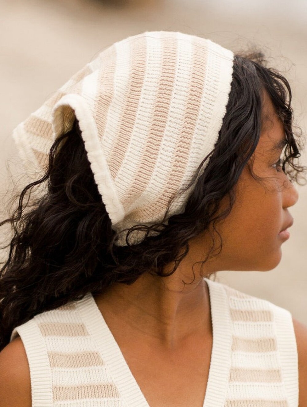 RYLEE + CRU CROCHET SCARF HEADBAND / SAND STRIPE